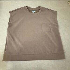 FLX Womens XL Sleeveless Crewneck Pocket Top Tan Brown 79800 Relaxed Fit Active